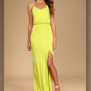 Lulu’s Watch the Sunset Lime Green Maxi Dress